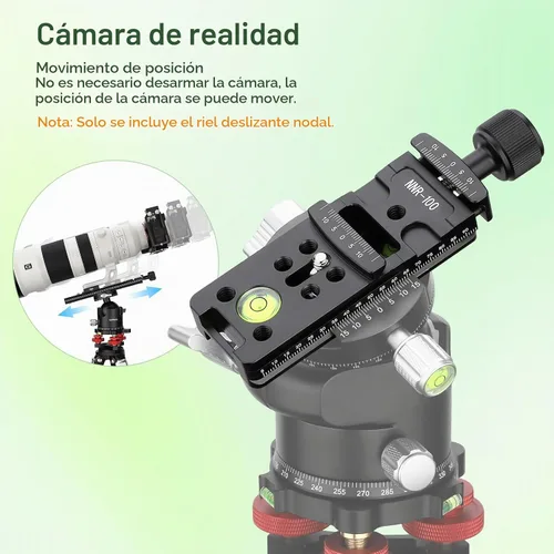 Vista 3 de Riel de 3.937 in Nodal Slide Metal Tornillo Perilla Abrazadera Placa de liberación rápida para trípode Cabeza de bola rápida con RRS Arca Swiss