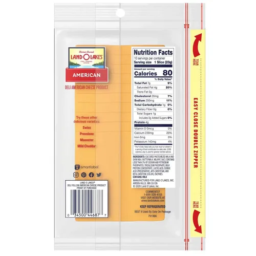 Vista 3 de Land O Lakes American Yellow Deli Process Cheese Loaf - Cortado, 8 onzas, 12 por caja.