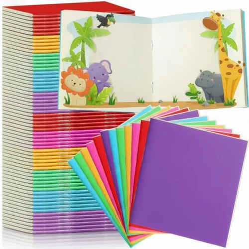 Vista 8 de Thenshop Paquete de 150 mini cuadernos a granel pequeños de bolsillo en blanco para niños de 4 x 4 pulgadas, diarios sin forro, cuadernos