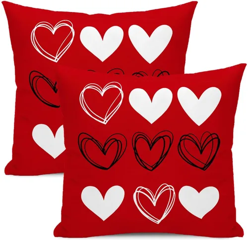 Vista 28 de Fundas de almohada para el Día de San Valentín de 16x16 pulgadas, juego de 2, rosas, corazones de amor, fundas para almohadas de San Valentín