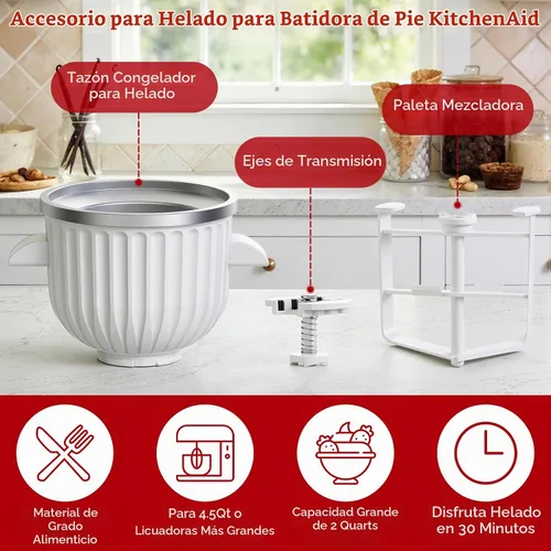 Vista 5 de Accesorio para hacer helados para batidora de pie KitchenAid Blanco