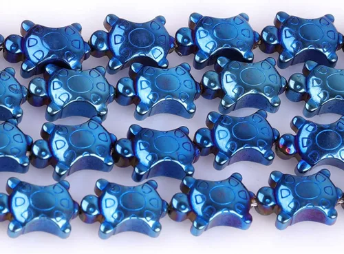 Vista 4 de Cuentas de hematita para hacer joyas, piedras preciosas semipreciosas de 0.394 x 0.551 in, color azul con revestimiento metálico, 15 pulgadas JOE