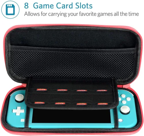 Vista 3 de CoBak Carrying Case for Nintendo Switch Lite - with 1 Screen Protector, 1 Grip Case and 4 Thumb Grip Caps, Ultra Slim Premium EVA Travel Pouch