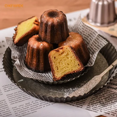Vista 6 de CHEFMADE Molde de Pastel Canelé, Molde de 6.6 cm Antiadherente para Magdalenas y Cupcakes para Hornear al Horno (Oro Champán)
