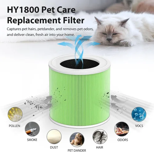 Vista 4 de Paquete de 2 filtros de repuesto HY1800 para purificadores de aire Honeyuan/MORENTO/Loytio Filtración 3 en 1 con tecnología de carbono mejorada