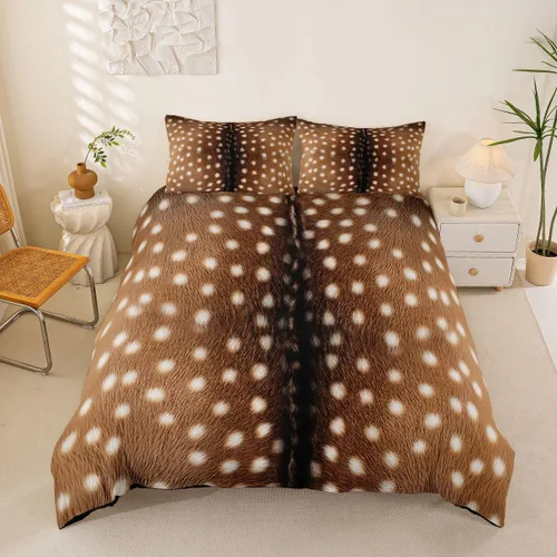Vista 13 de Funda de edredón de caballo blanco y marrón, juego de ropa de cama 3D de animales de granja occidental para niñas y niños, funda de edredón