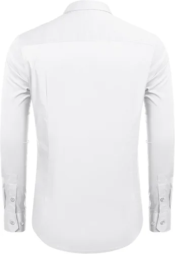 Vista 5 de COOFANDY Camisa de vestir con ajuste muscular para hombre, sin arrugas, manga larga, con botones