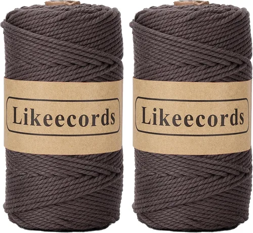Vista 16 de Likeecords Cordón de algodón para macramé de 3mm x 100 metros, hilo torcido de 3 hebras, cuerda de macramé, hilo de algodón para macramé, cuerda