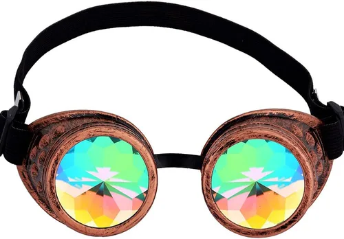 Vista 15 de Gafas caleidoscopio para raves trippy psicodélico steampunk con lentes de cristal de difracción de prisma arcoíris