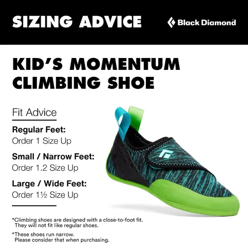Vista 10 de BLACK DIAMOND Zapatos de escalada para niños Momentum Parte superior de punto Suela de goma duradera de 4.3mm Cierre de velcro para gimnasio