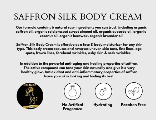 Vista 5 de CREMA CORPORAL DE SEDA DE AZAFRÁN (60 gramos/2 oz)