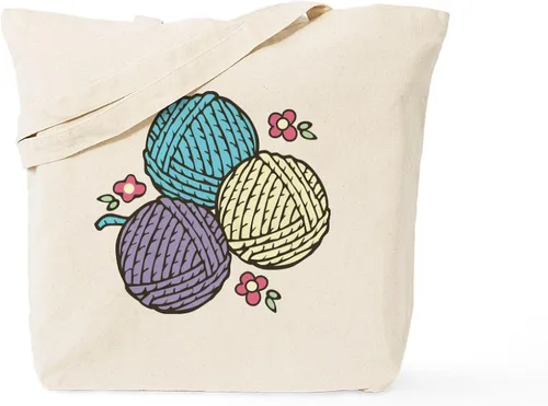 Vista 15 de CafePress Distracted by Yarn - Bolsa de compras de lona beige natural reutilizable