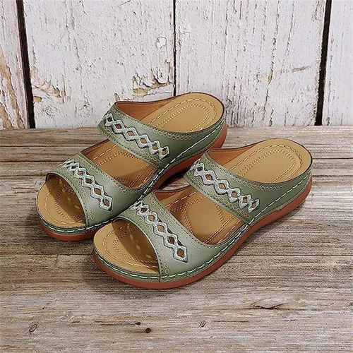 Vista 88 de Ladmiple Sandalias ortopédicas florales de moda 2023 con soporte de arco, zapatillas romanas casuales con puntera abierta