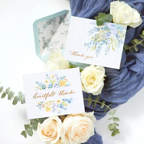 Vista 5 de Papyrus Tarjetas de agradecimiento de boda en blanco con sobres, hojas de eucalipto (20 unidades)