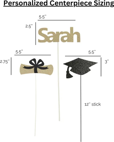 Vista 7 de Centros de mesa de graduación para mesa, decoraciones de mesa de graduación 2027 Palitos de centro de fiesta de graduación personalizados