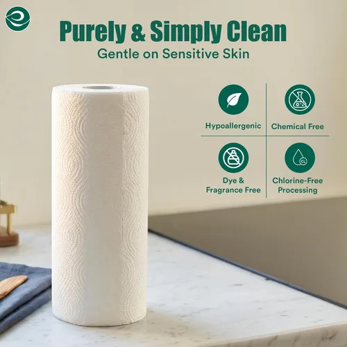 Vista 5 de Eco Soul Juego de 6 rollos de toallas de papel de bambú 150 hojas por rollo Toalla de papel de cocina ultra absorbente, ecológica, sostenible
