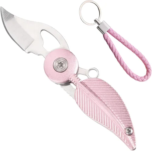 Vista 7 de Mini cuchillo de bolsillo para mujer con cadena, gadget genial, cuchillo Edc, lindo accesorio para llaves (negro)