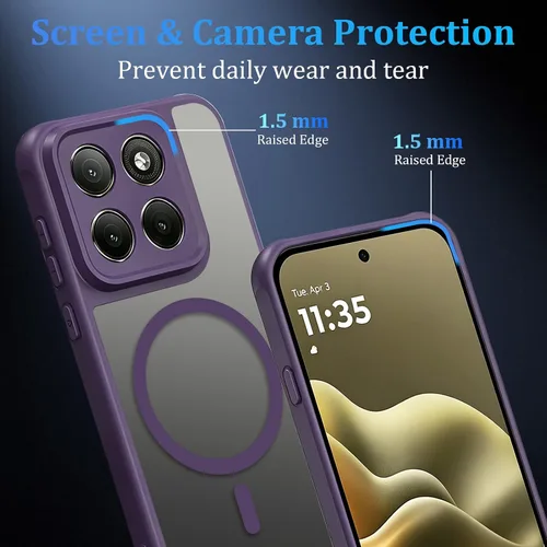 Vista 6 de Funda magnética para Motorola Edge 2026, con protector de pantalla de privacidad y protector de lente de cámara, [militar a prueba de golpes] funda