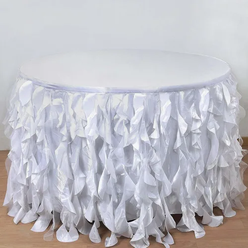 Vista 17 de Efavormart - Falda de mesa de tafetán de sauce rizado de 14 pies para cocina, comedor, catering, boda, fiesta de cumpleaños, eventos, color rosa