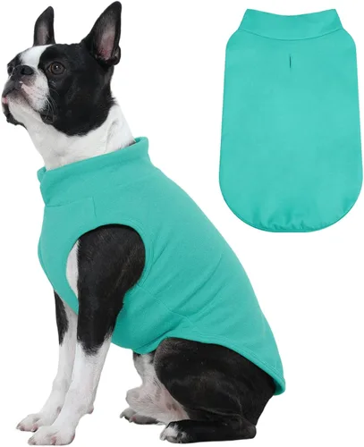 Vista 13 de FUAMEY Chaleco de forro polar para perros pequeños, sudaderas cálidas y elásticas para perros con agujero para correa, suéter suave de cuello alto