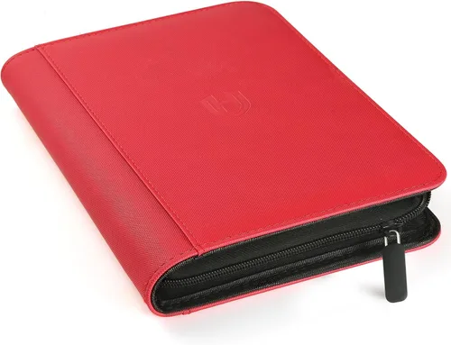Vista 14 de Carpeta de tarjetas de 4 bolsillos con cremallera, 288 bolsillos para tarjetas comerciales Premium PU Cover, Side Loading, Ringless Card Binder