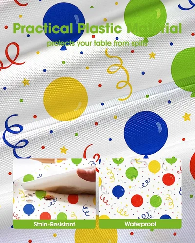 Vista 2 de Pureegg Juego de 10 manteles de plástico desechables, 54 x 108 pulgadas, para fiestas de cumpleaños, picnic, manteles blancos, rectangulares