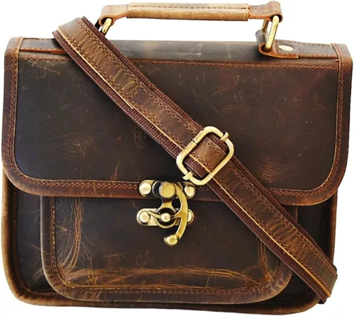 Vista 4 de Bolso bandolera de cuero para mujer, bolso cruzado vintage hecho a mano, para viajes, diario, pequeño