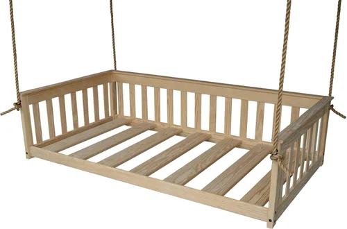 Vista 10 de Amish-Made - Cama de columpio de madera negra con cuerdas Pintura negra