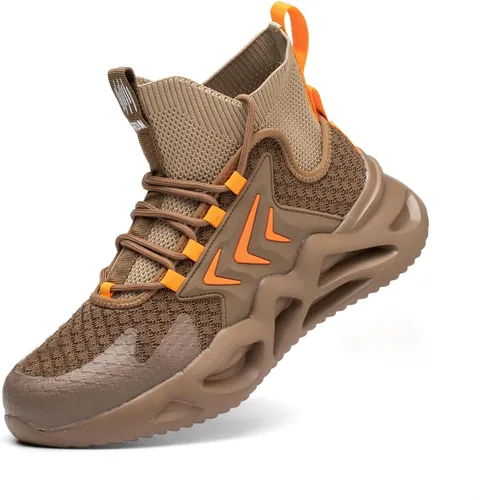 Vista 11 de TAERDUN Botas de trabajo con punta de acero para hombre, botas Chelsea sin cordones, zapatos industriales y de construcción para hombre 414 negro