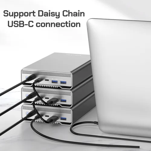 Vista 4 de Avolusion PRO-G1 Series 8TB USB 3.2 Gen 2 (10Gbps) Disco duro externo USB-C con HUB USB para PC de escritorio Windows o MacOS (Plata)