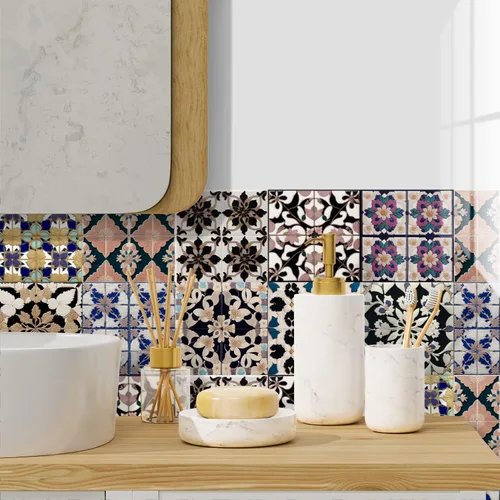 Vista 33 de Alwayspon Adhesivo para azulejos de pared moriscos para despegar y pegar, calcomanías de vinilo autoadhesivas para azulejos de cocina y baño, 4 x 4