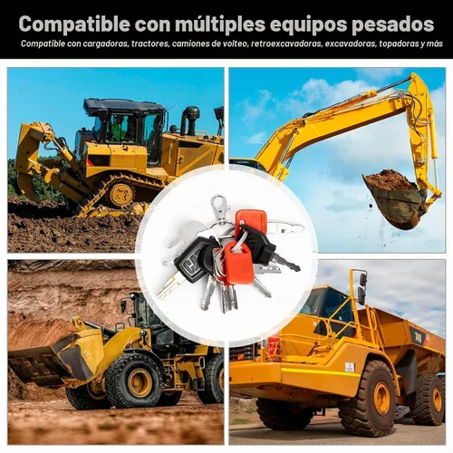 Vista 5 de 10 piezas Juego de llaves para equipo pesado, kit de llave maestra de encendido para construcción compatible con John Deere Hitachi Case New Holland