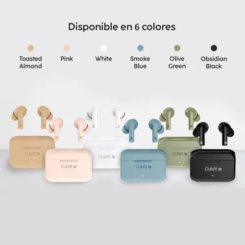 Vista 5 de Cubitt - Auriculares inalámbricos True Generation 2, 5.3 Bluetooth, resistencia al agua IPX5, sonido premium, control táctil, micrófono integrado