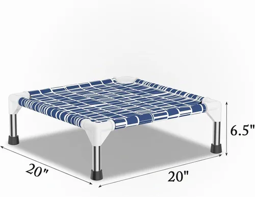 Vista 6 de Cama elevada para perros con tela de algodón, marco de acero inoxidable
