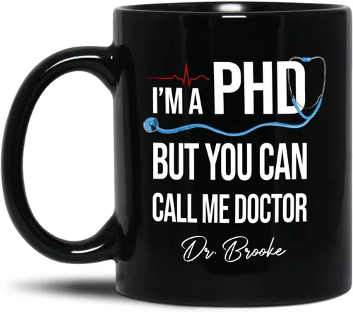 Vista 15 de Taza de café negra personalizada, regalo para agradecimiento al médico, divertida taza de café con texto en inglés "This Is A Doctor's Doctor's 11