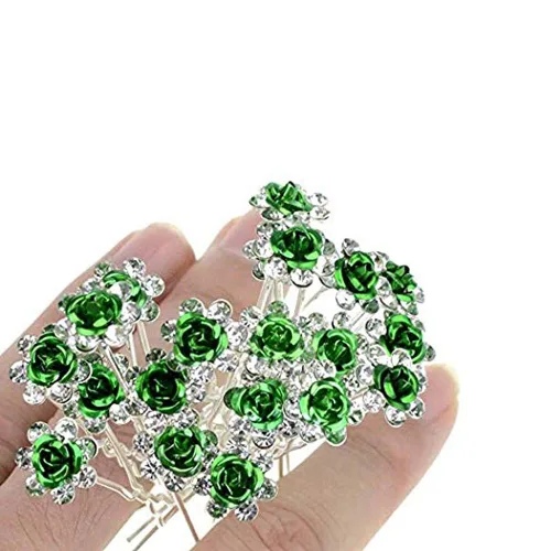 Vista 5 de WOIWO 20 horquillas de cristal para el cabello, diseño afilado en U, de metal, para mujeres y niñas, accesorios de joyería para el cabello