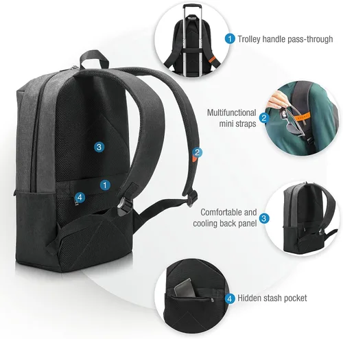 Vista 5 de EVERKI Mochila ligera para laptop con bolsillo oculto de 15.6 pulgadas, mochila de trabajo duradera para hombres, mochila de viaje de negocios