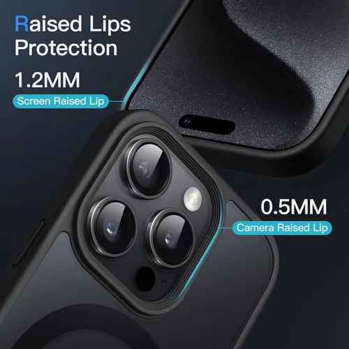 Vista 6 de JETech Funda magnética para iPhone 15 Pro Max de 6.7 pulgadas, compatible con MagSafe, translúcida mate, delgada, a prueba de golpes, color negro