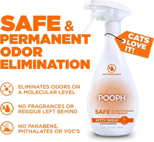 Vista 2 de POOPH Kitty Spray eliminador de olores, 32 onzas, desmantela olores sobre una base molecular, gatos, ambientador, eliminador, orina, caca, orina