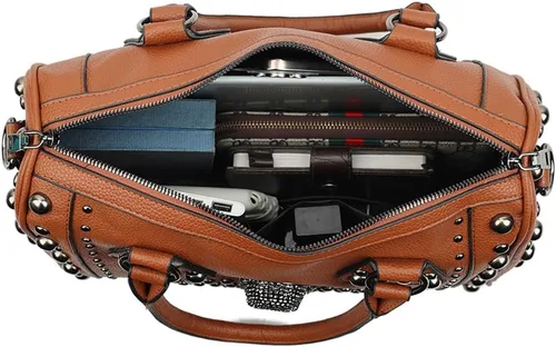Vista 6 de Bolso de hombro gótico de gran capacidad para mujer, bolso de hombro con tachuelas