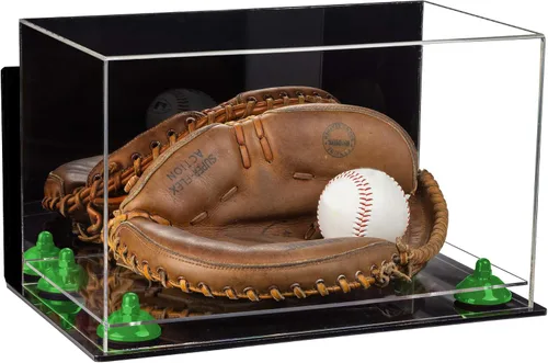 Vista 39 de Better Display Cases Vitrina de guantes de béisbol de acrílico transparente con elevadores negros (A011/V16)