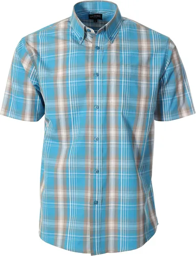 Vista 27 de Gioberti Men's Casual Plaid Button Down Short Sleeve Shirt 1162 - Royal / Negro / Gris