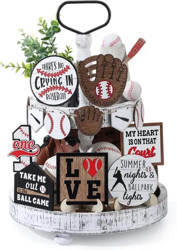 Vista 10 de FairySandy - 13 piezas de mesa de madera para decoración de mesa de béisbol Baseball Decorations, Baseball Home Decor, Season Party Supplies