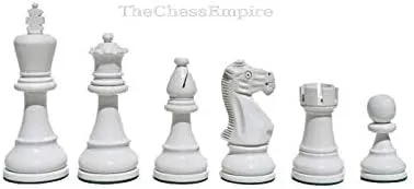 Vista 2 de Juego de ajedrez AIW 350 piezas de ajedrez blanco marfil y negro lacado 3.75" King Luxury Juego de piezas solamente