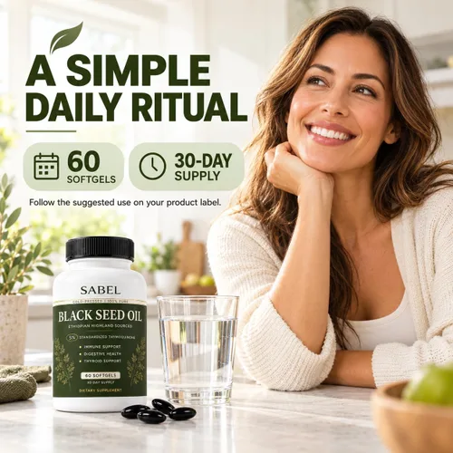 Vista 4 de Sabel Life - Cápsulas blandas de aceite de semilla negra etíope, timoquinona estandarizada al 5%, fórmula de Nigella sativa prensada en frío