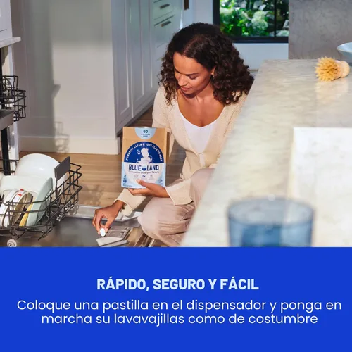 Vista 8 de BLUELAND - Juego de tabletas de detergente para lavavajillas 100% libres de plástico, cáscara de limón