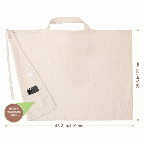 Vista 4 de Funda de lactancia materna 100% algodón orgánico, 43 x 28 pulgadas, versátil