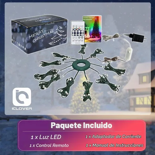 Vista 8 de Luces inteligentes para árbol de Navidad, línea colgante de 6.5 pies que va sobre el árbol, 200 luces LED que cambian de color multicolor