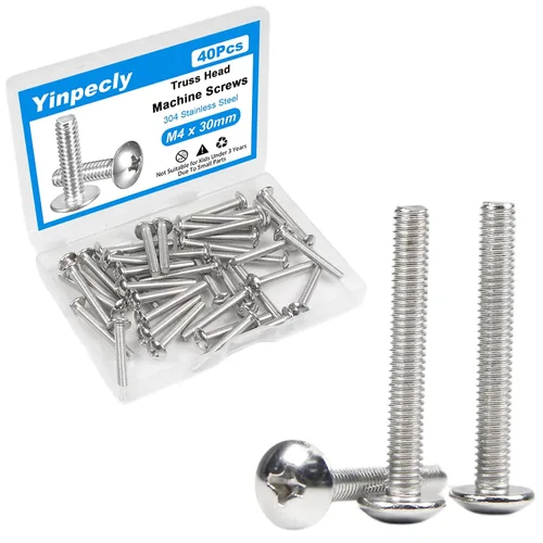 Vista 19 de 50 tornillos de máquina de cabeza de braguero M4 x 0.197 in, Phillips Drive