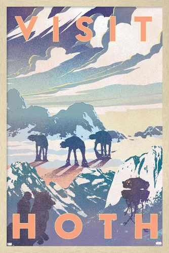 Vista 7 de Trends International Star Wars: Hoth - Póster de pared Visit Hoth, 14.725 x 22.375 pulgadas, versión enmarcada de madera de granero
